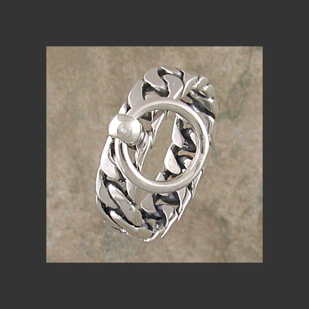 Flat Chain Link Collar Ring - Made in Sterling Silver