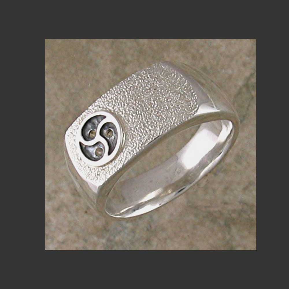 Low Profile Emblem Symbol Ring  - Made in Sterling Silver or Gold