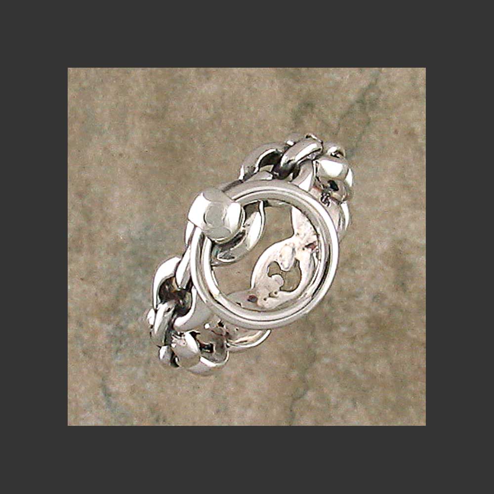 Round Chain Link  Collar Ring - Made in Sterling Silver